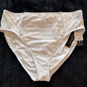La Blanca high waisted white bikini bottoms with white stripe texture, NWT